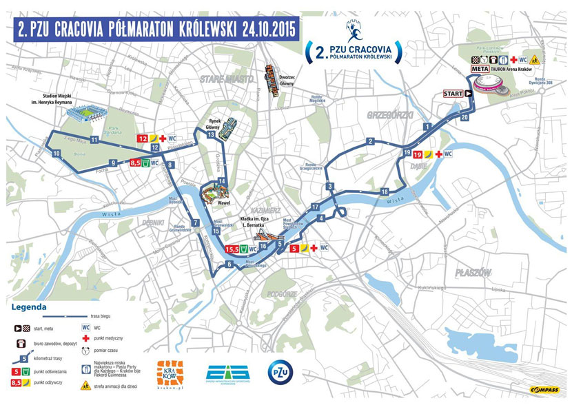 Trasa 2 PZU Cracovia Półmaraton 2015 w Krakowie